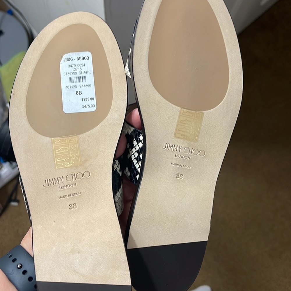 Brand new JIMMY CHOO
Atia Snake-Print Flat Slide Sandals - Picture 6 of 6
